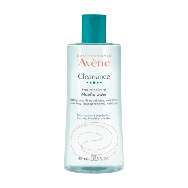 Daily skincare for clean, fresh and purified skin with less shine. Cleanance Micellar Water is suitable for sensitive, combination to oily, blemish-prone skin. It reduces excess sebum and shine and gently eliminates impurities from the face and eyes. A comforting 3-in-1 product: it cleanses, removes make-up and eliminates particle pollution. Skin is soothed thanks to its gentle formula that contains a unique combination of active ingredients: mattifying Comedoclastin™, a plant-based active ingredient derived from milk thistle seeds with patented properties*, Avène Thermal Spring Water with soothing properties and gentle cleansing agents. Very good skin and eye tolerance. Biodegradable formula.